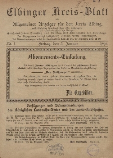 Kreis-Blatt des Königlich Preußischen Landraths-Amtes zu Elbing, Nr. 1 Freitag 3 Januar 1896