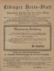 Kreis-Blatt des Königlich Preußischen Landraths-Amtes zu Elbing, Nr. 2 Dienstag 7 Januar 1896