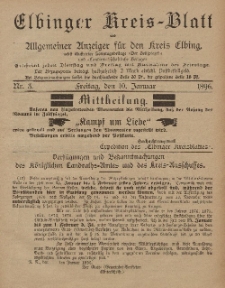 Kreis-Blatt des Königlich Preußischen Landraths-Amtes zu Elbing, Nr. 3 Freitag 10 Januar 1896