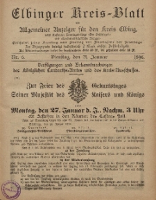 Kreis-Blatt des Königlich Preußischen Landraths-Amtes zu Elbing, Nr. 6 Dienstag 21 Januar 1896