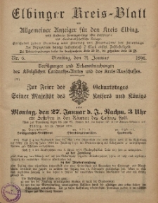 Kreis-Blatt des Königlich Preußischen Landraths-Amtes zu Elbing, Nr. 6 Dienstag 21 Januar 1896