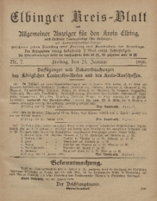 Kreis-Blatt des Königlich Preußischen Landraths-Amtes zu Elbing, Nr. 7 Freitag 24 Januar 1896