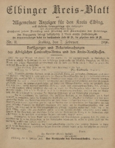 Kreis-Blatt des Königlich Preußischen Landraths-Amtes zu Elbing, Nr. 11 Freitag 7 Februar 1896