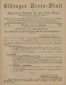 Kreis-Blatt des Königlich Preußischen Landraths-Amtes zu Elbing, Nr. 14 Dienstag 18 Februar 1896
