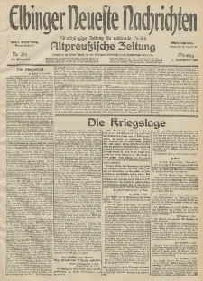 Elbinger Neueste Nachrichten, Nr. 245 Montag 7 September 1914 66. Jahrgang