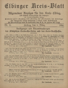 Kreis-Blatt des Königlich Preußischen Landraths-Amtes zu Elbing, Nr. 19 Freitag 6 März 1896