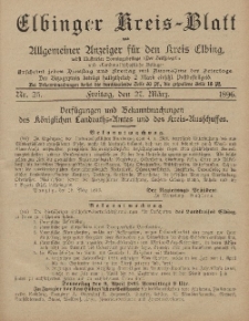 Kreis-Blatt des Königlich Preußischen Landraths-Amtes zu Elbing, Nr. 25 Freitag 27 März 1896