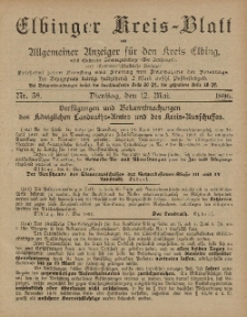 Kreis-Blatt des Königlich Preußischen Landraths-Amtes zu Elbing, Nr. 38 Dienstag 12 Mai 1896