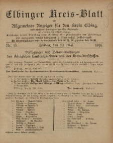 Kreis-Blatt des Königlich Preußischen Landraths-Amtes zu Elbing, Nr. 43 Freitag 29 Mai 1896
