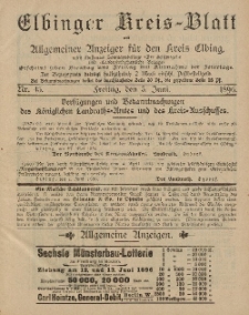 Kreis-Blatt des Königlich Preußischen Landraths-Amtes zu Elbing, Nr. 45 Freitag 5 Juni 1896