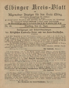Kreis-Blatt des Königlich Preußischen Landraths-Amtes zu Elbing, Nr. 48 Dienstag 16 Juni 1896