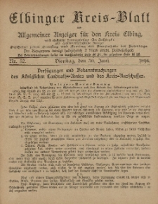Kreis-Blatt des Königlich Preußischen Landraths-Amtes zu Elbing, Nr. 52 Dienstag 30 Juni 1896