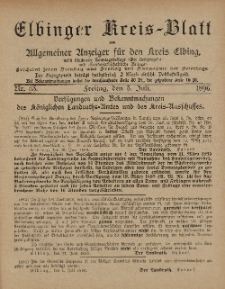 Kreis-Blatt des Königlich Preußischen Landraths-Amtes zu Elbing, Nr. 53 Freitag 3 Juli 1896