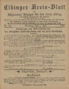 Kreis-Blatt des Königlich Preußischen Landraths-Amtes zu Elbing, Nr. 54 Dienstag 7 Juli 1896