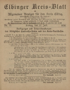 Kreis-Blatt des Königlich Preußischen Landraths-Amtes zu Elbing, Nr. 55 Freitag 10 Juli 1896
