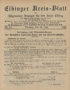 Kreis-Blatt des Königlich Preußischen Landraths-Amtes zu Elbing, Nr. 60 Dienstag 28 Juli 1896