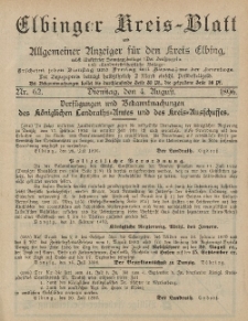 Kreis-Blatt des Königlich Preußischen Landraths-Amtes zu Elbing, Nr. 62 Dienstag 4 August 1896