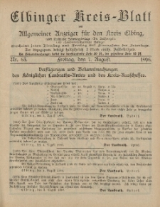 Kreis-Blatt des Königlich Preußischen Landraths-Amtes zu Elbing, Nr. 63 Freitag 7 August 1896