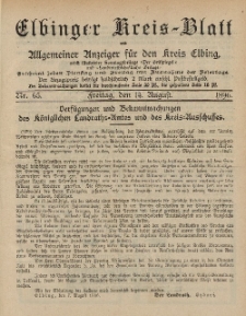 Kreis-Blatt des Königlich Preußischen Landraths-Amtes zu Elbing, Nr. 65 Freitag 14 August 1896