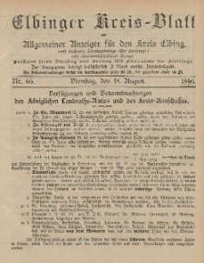Kreis-Blatt des Königlich Preußischen Landraths-Amtes zu Elbing, Nr. 66 Dienstag 18 August 1896