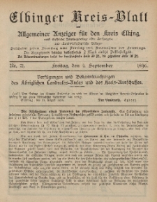 Kreis-Blatt des Königlich Preußischen Landraths-Amtes zu Elbing, Nr. 71 Freitag 4 September 1896