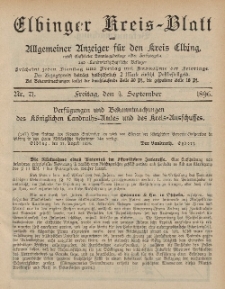 Kreis-Blatt des Königlich Preußischen Landraths-Amtes zu Elbing, Nr. 71 Freitag 4 September 1896