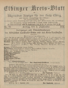 Kreis-Blatt des Königlich Preußischen Landraths-Amtes zu Elbing, Nr. 73 Freitag 11 September 1896
