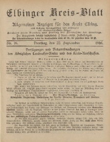 Kreis-Blatt des Königlich Preußischen Landraths-Amtes zu Elbing, Nr. 76 Dienstag 22 September 1896