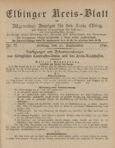 Kreis-Blatt des Königlich Preußischen Landraths-Amtes zu Elbing, Nr. 77 Freitag 25 September 1896
