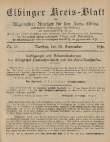 Kreis-Blatt des Königlich Preußischen Landraths-Amtes zu Elbing, Nr. 78 Dienstag 29 September 1896