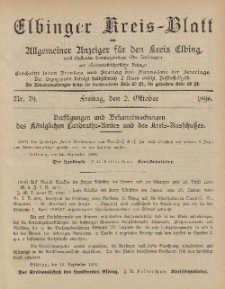 Kreis-Blatt des Königlich Preußischen Landraths-Amtes zu Elbing, Nr. 79 Freitag 2 Oktober 1896