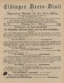Kreis-Blatt des Königlich Preußischen Landraths-Amtes zu Elbing, Nr. 80 Dienstag 6 Oktober 1896