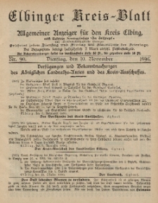 Kreis-Blatt des Königlich Preußischen Landraths-Amtes zu Elbing, Nr. 90 Dienstag 10 November 1896