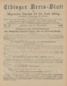 Kreis-Blatt des Königlich Preußischen Landraths-Amtes zu Elbing, Nr. 91 Freitag 13 November 1896