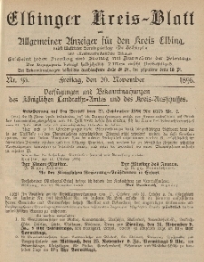 Kreis-Blatt des Königlich Preußischen Landraths-Amtes zu Elbing, Nr. 93 Freitag 20 November 1896
