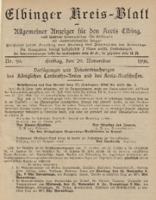 Kreis-Blatt des Königlich Preußischen Landraths-Amtes zu Elbing, Nr. 93 Freitag 20 November 1896