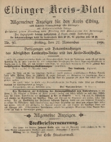 Kreis-Blatt des Königlich Preußischen Landraths-Amtes zu Elbing, Nr. 95 Freitag 27 November 1896