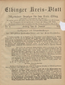 Kreis-Blatt des Königlich Preußischen Landraths-Amtes zu Elbing, Nr. 4 Freitag 13 Januar 1899