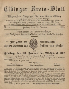 Kreis-Blatt des Königlich Preußischen Landraths-Amtes zu Elbing, Nr. 6 Freitag 20 Januar 1899