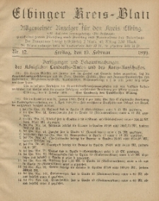 Kreis-Blatt des Königlich Preußischen Landraths-Amtes zu Elbing, Nr. 12 Freitag 10 Februar 1899