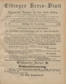 Kreis-Blatt des Königlich Preußischen Landraths-Amtes zu Elbing, Nr. 16 Freitag 24 Februar 1899