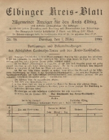Kreis-Blatt des Königlich Preußischen Landraths-Amtes zu Elbing, Nr. 19 Dienstag 7 März 1899