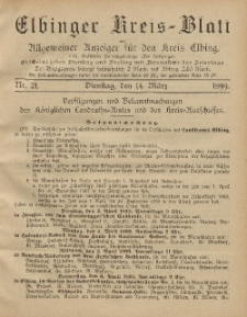 Kreis-Blatt des Königlich Preußischen Landraths-Amtes zu Elbing, Nr. 21 Dienstag 14 März 1899