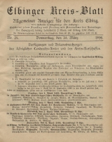 Kreis-Blatt des Königlich Preußischen Landraths-Amtes zu Elbing, Nr. 26 Donnerstag 30 März 1899