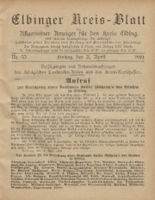 Kreis-Blatt des Königlich Preußischen Landraths-Amtes zu Elbing, Nr. 32 Freitag 21 April 1899