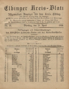 Kreis-Blatt des Königlich Preußischen Landraths-Amtes zu Elbing, Nr. 33 Dienstag 25 April 1899