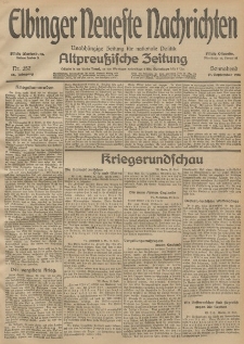 Elbinger Neueste Nachrichten, Nr. 257 Sonnabend 19 September 1914 66. Jahrgang