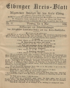 Kreis-Blatt des Königlich Preußischen Landraths-Amtes zu Elbing, Nr. 37 Dienstag 9 Mai 1899