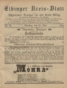 Kreis-Blatt des Königlich Preußischen Landraths-Amtes zu Elbing, Nr. 43 Dienstag 30 Mai 1899