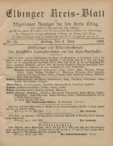 Kreis-Blatt des Königlich Preußischen Landraths-Amtes zu Elbing, Nr. 46 Freitag 9 Juni 1899